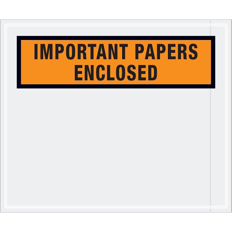 Tape Logic "Important Papers Enclosed" Envelopes 10" x 12" Orange 500/Case PL449, 1 of 2