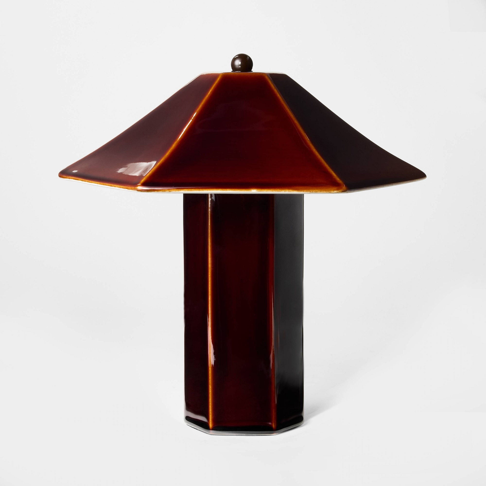 Double Ceramic Table Lamp Maroon - Threshold™ designed with Studio McGee