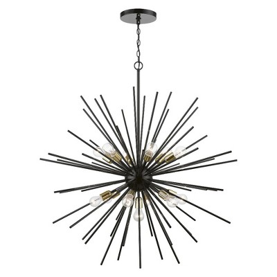 Livex Lighting Tribeca 13 - Light Chandelier in  Shiny Black/Polished Brass
