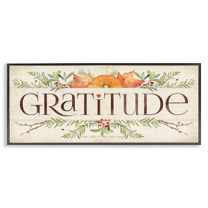 Stupell Industries Seasonal Gratitude Floral Leaves Framed Giclee Art, Black, 30" x 13" - 1 of 4