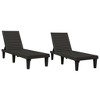 vidaXL Sun Loungers 2 pcs Black 61 in.x22.8 in.x32.7 in. Polypropylene - 2 of 4