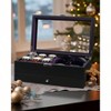 Watch Box, 6 Slot Watch Case, 3 Slot Sunglass Organizer, Real Glass Lid, Jewelry Storage for Men Women - 2 of 4