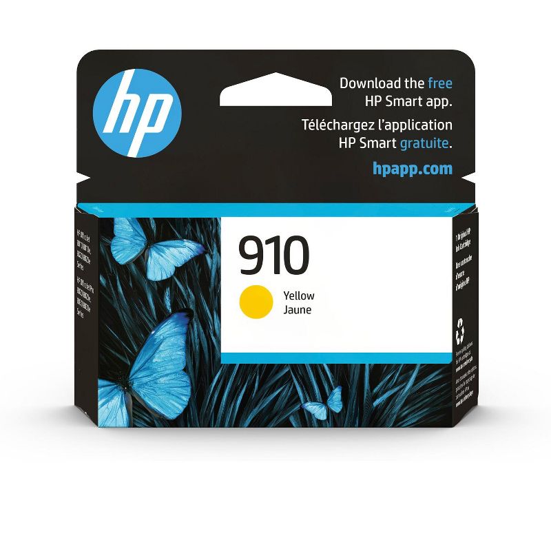 HP Inc. 910 Yellow Original Ink Cartridge, ~315 pages, 3YL60AN#140, 1 of 9