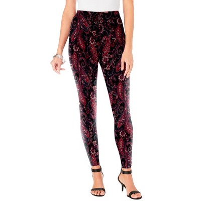 Roaman's Women's Plus Size Ankle-length Essential Stretch Legging, 6x -  Black Stencil Paisley : Target