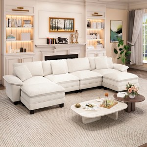 Captiva Designs 157.5-Inch Cloud Modular 6PC U-Shaped Sectional Sofa, Oversized Couch with Ottomans, Deep Seats - 1 of 4