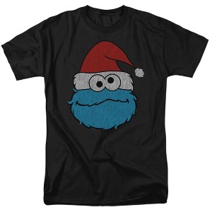 Sesame Street Cookie Monster Christmas Adult T-Shirt, Black, 6X-Large - 1 of 4