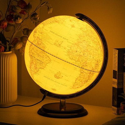 GOTGELIF 12" Led Illuminated World Globe Vintage World Globe with Stand Yellow