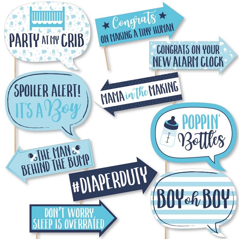 Big Dot of Happiness Funny It's a Boy - Blue Baby Shower Photo Booth Props Kit - 10 Piece, 1 of 6