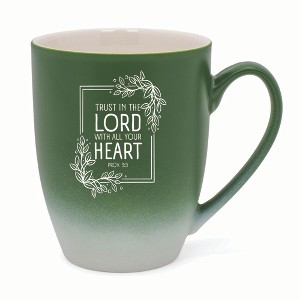 Elanze Designs Trust In The Lord With All Your Heart Two Toned Ombre Matte 10 ounce New Bone China Coffee Tea Cup Mug, Green and White - 1 of 4