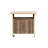 Gulches Outdoor Wicker Bar Cart - Rolling Rattan Beverage Serving Cart with Glass Top, Light Brown - 3 of 4