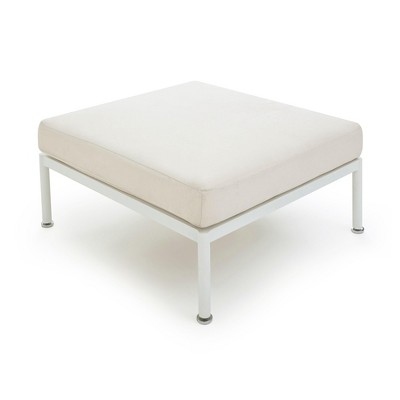 Cream Outdoor Ottoman with Powder-Coated Aluminum Frame