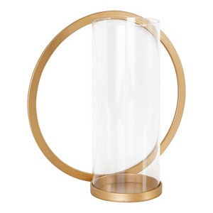Kate and Laurel Khauli Round Metal Wall Sconce, 12" Diameter, Gold - 1 of 4
