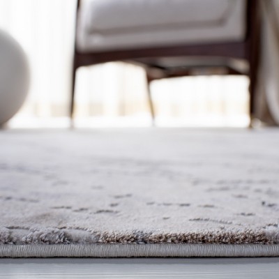 Gray Abstract Hand-Knotted Wool and Viscose 8' x 10' Area Rug