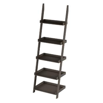Hastings Home 5-Tier Ladder Bookshelf - Slate Gray