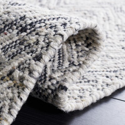 Nomadic Essence Handwoven Gray Wool Area Rug - 2'3" x 7'