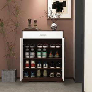 TIRAMISUBEST Shoe Cabinet - Walnut Mobile File Cabinet - 1 of 4