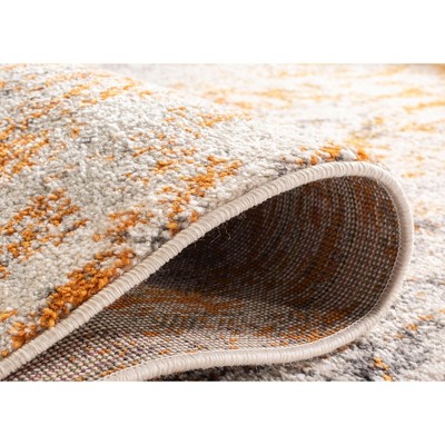 Hand-knotted Gray and Orange Synthetic Runner Rug, 2'-3" x 16'