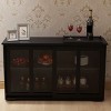 Kitchen Storage Cabinet With Doors And Adjustable Shelves, Elegant Black Sideboard Buffet With Glass Sliding Doors-The Pop Home - 2 of 4