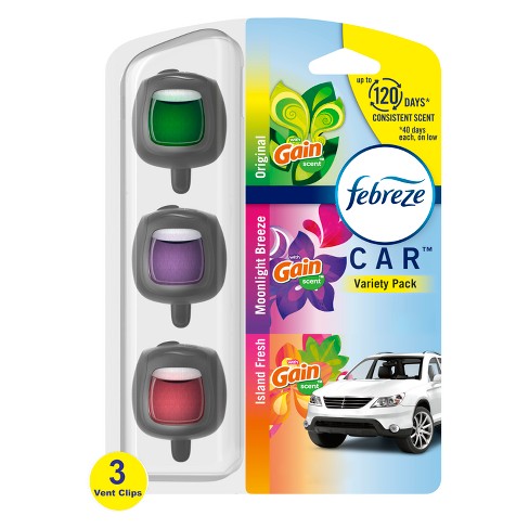 Febreze Car Vent Clip Air Freshener - Gain Scents - 0.195 Fl Oz/3pk : Target