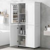 MAYEERTY Tall Wide Bathroom Cabinet Freestanding 4 Doors Adjustable Shelves White - 2 of 4