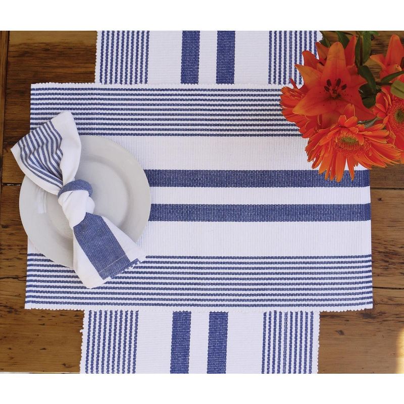 C&F Home 13" x 72" Classic Stripes Blue & White Table 4th of July Patriotic Woven Table Runner, 2 of 4