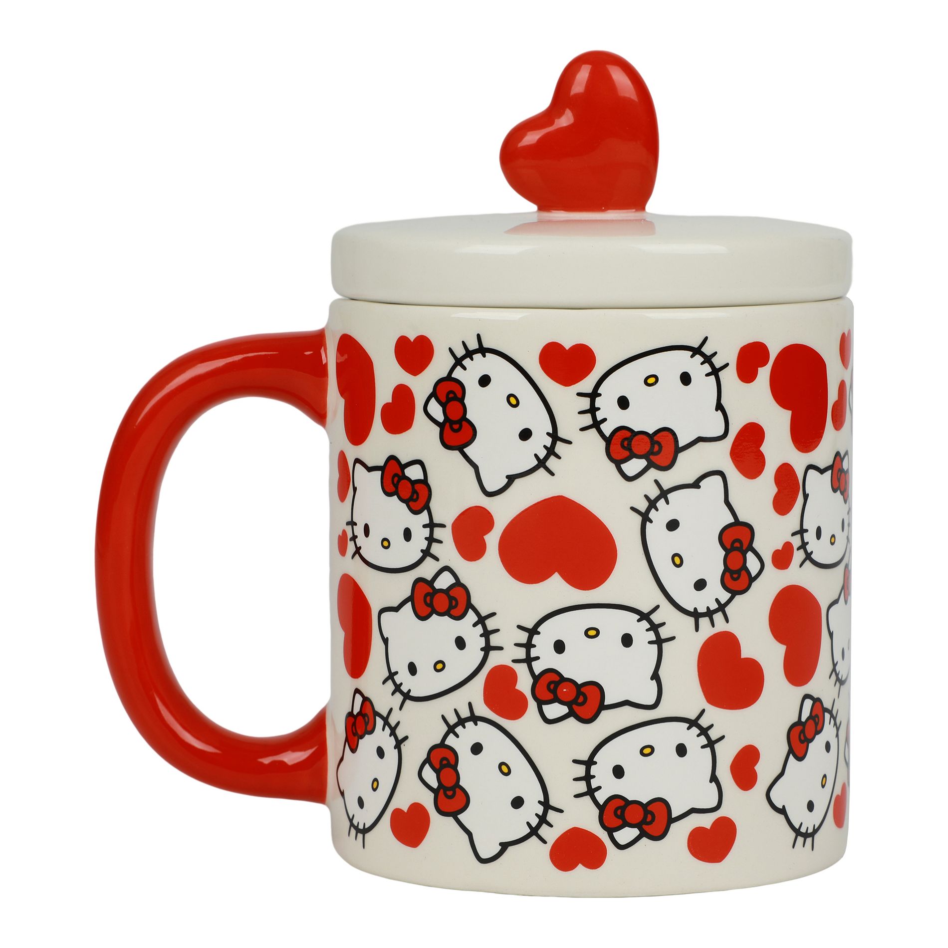 Hello Kitty Valentine's Day 16 Oz White Ceramic Lidded Mug