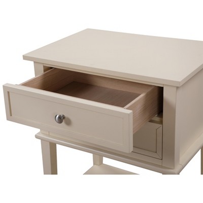 Newton Beige 2-Drawer Solid Wood Nightstand with Open Shelf