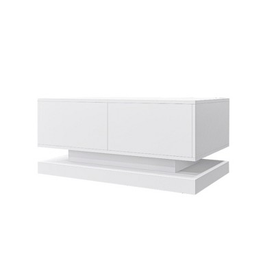 NicBex Rectangle Modern Coffee Table Center Dining Table with Drawers & LED Light for Living Room