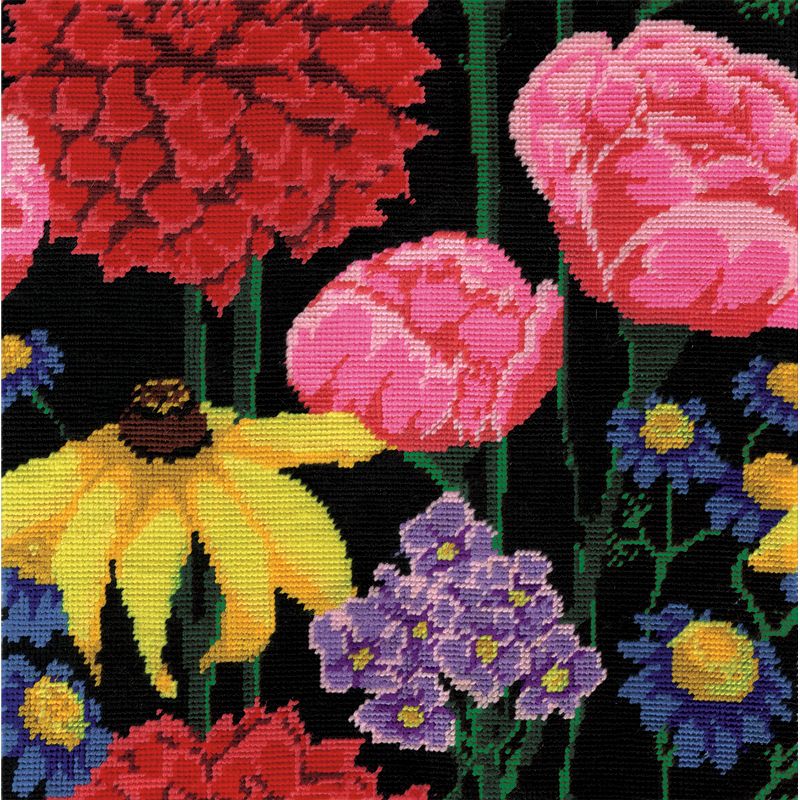 Design Works Needlepoint Kit 12"X12"-Midnight Floral-Stitched In Yarn, 2 of 3