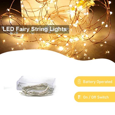 Warm White 120'' LED Fairy String Lights with Battery Box