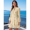 INSPIRE CHIC Women's Summer Floral Layered Tie V-Neck Semi-Sheer Long Sleeve Mini Dress - 4 of 4