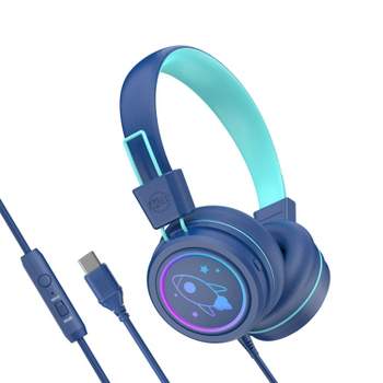 KidJamz Safe Listening USB-C Headphones for Kids with Volume Limiter & LED Lights | MEE audio