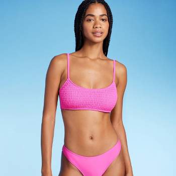 Women's Zip-front Mock Neck Bikini Top - Wild Fable™ Pink M : Target