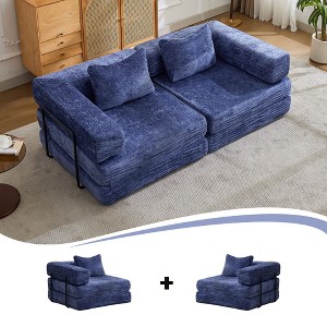 TIRAMISUBEST 39 inch Compression Sofa Chenille Foldable Floor Bed Fixed Frame 1-3 Seater Boneless Modular Living Room - 1 of 4