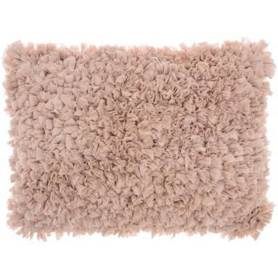 14"x20" Oversize Shag Chindi Short Cut Lumbar Throw Pillow Blush - Mina Victory