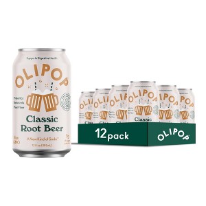 Olipop Prebiotic Soda Pop, Classic Root Beer, Pantry Pack Packed With Prebiotics, Fiber, And Botanicals - 12oz (Pack of 12) - 1 of 4