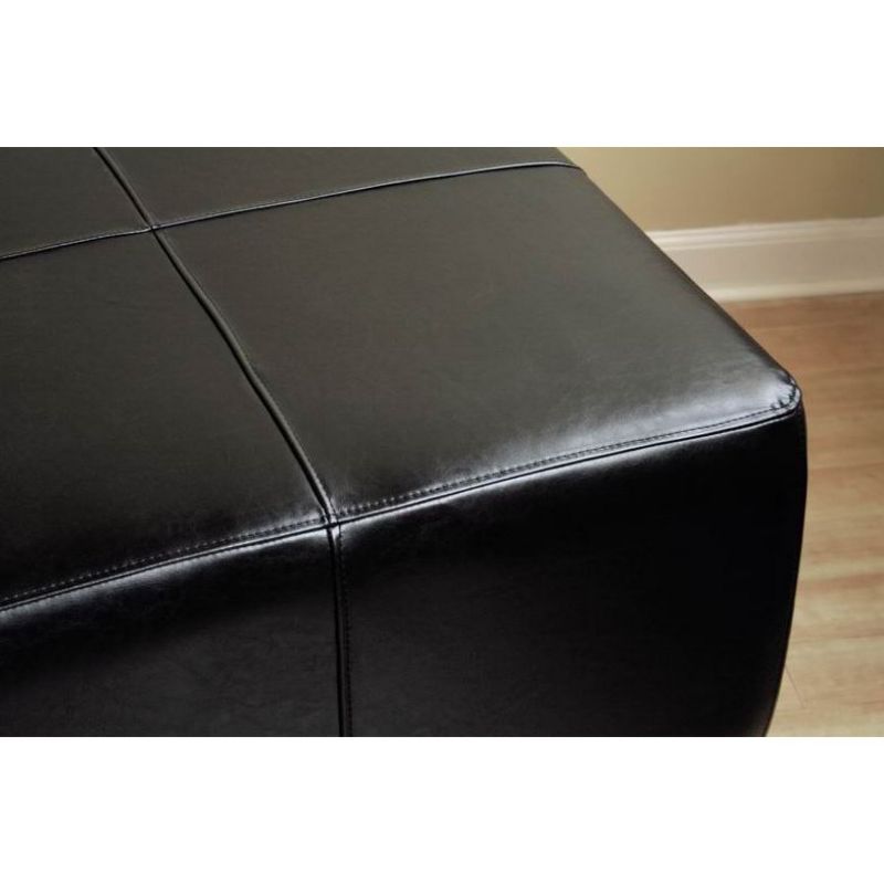 Full Leather Square Ottoman Footstool Black - Baxton Studio, 5 of 6