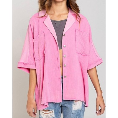 Women's Short Sleeve Shacket - POL L