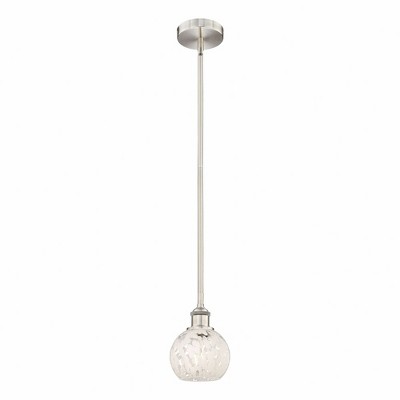 White Mouchette - 1 Light Stem Hung Mini Pendant In Modern Style-7.5 Inches Tall and 6 Inches Wide