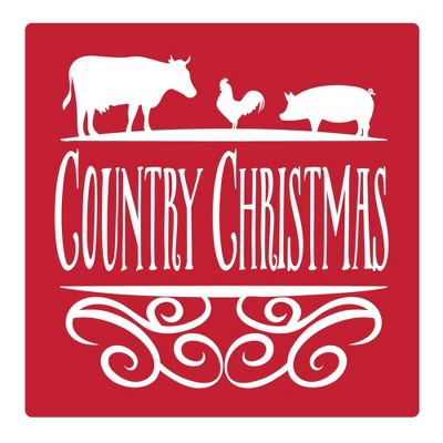 Christmas by Krebs Set of 4 Red and White "COUNTRY CHRISTMAS" Square Coasters 4"