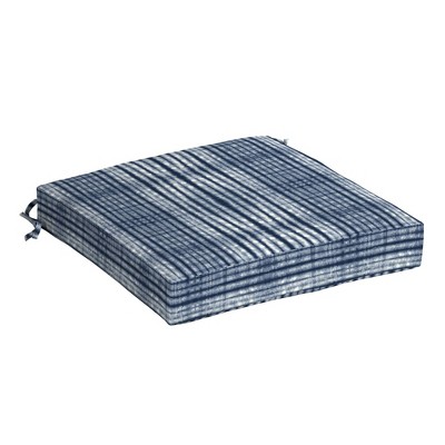 Arden Selections 16" x 16" Outdoor Seat Cushion Blue Shibori Stripe