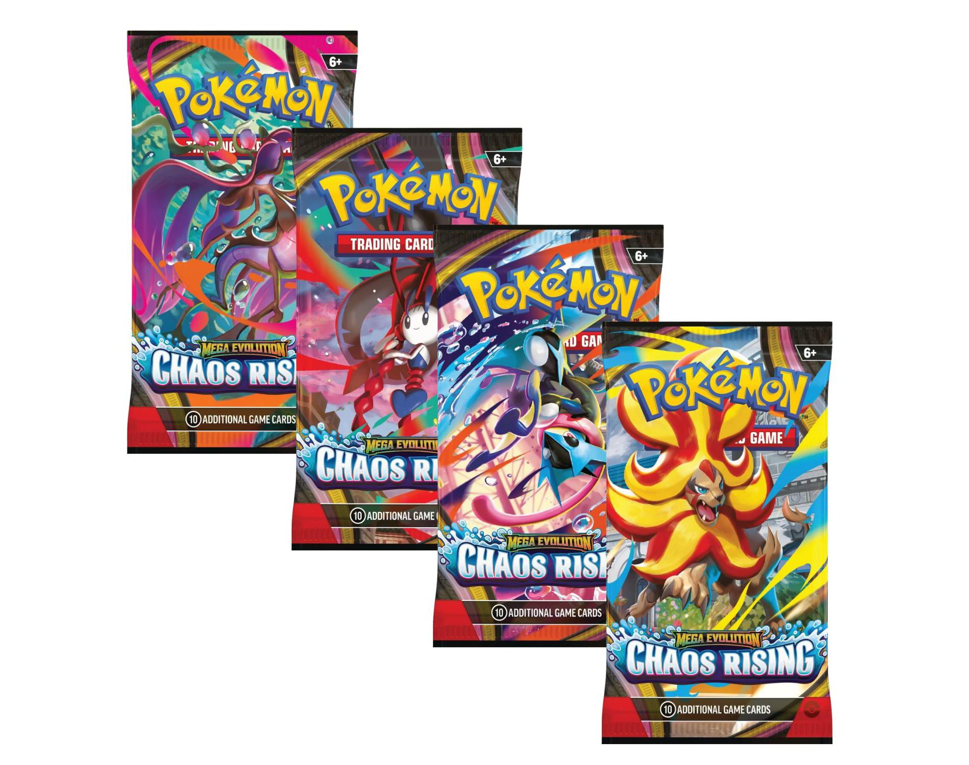 Pokemon ME4 Mega Evolution Chaos Rising Art Set | 4 Booster Packs (One of Each Artwork)