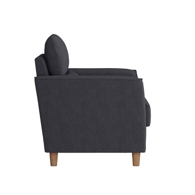 Flared Arm Dark Gray Microfiber Accent Chair with Wood Frame