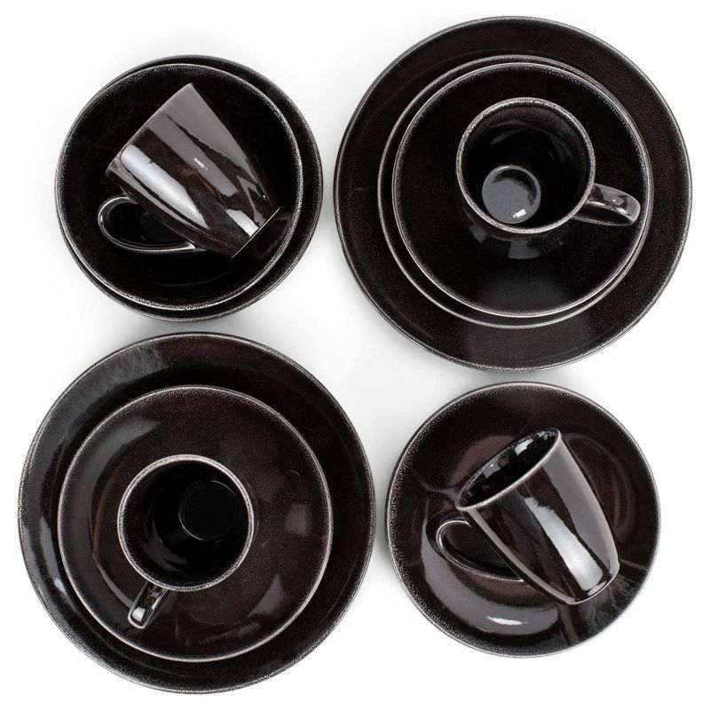 Elanze Designs Reactive Ceramic Dinnerware 16 Piece Set - Service for 4, Black, 3 of 6