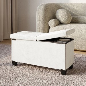 StorageBud Storage Ottoman for Bedroom End of Bed, Velvet Storage Bench, Large Storage Ottoman Bench, Entryway Bench with Storage - 1 of 4