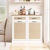 Double Tilt Out Trash Cabinet, Rattan Trash Can Cabinet with 20 Gallon Storage - 3 of 4
