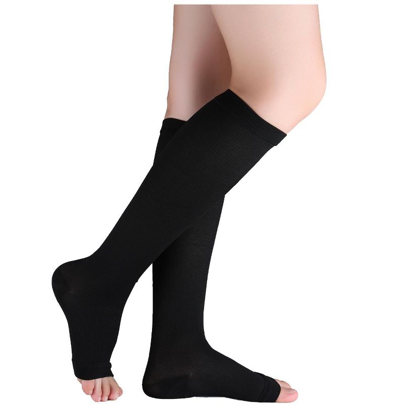 Allegra K Breathable Toeless Compression Knee High Socks, 3 of 6