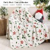 Christmas Flannel Throw Blanket, Super Soft Plush Cozy Fuzzy Red Floral and Green Leaves Printed Christmas Gift. - 2 of 4