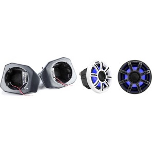 Kicker 51MSC65 6.5" Premium Marine LED Speakers and Front 6.5in Speaker Pods Compatible with Polaris Ranger XP1000 2018-2024 - 1 of 4