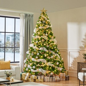 Yaheetech 9Ft/12Ft Pre-lit Flocked Artificial Christmas Tree with Foldable Stand - 1 of 4